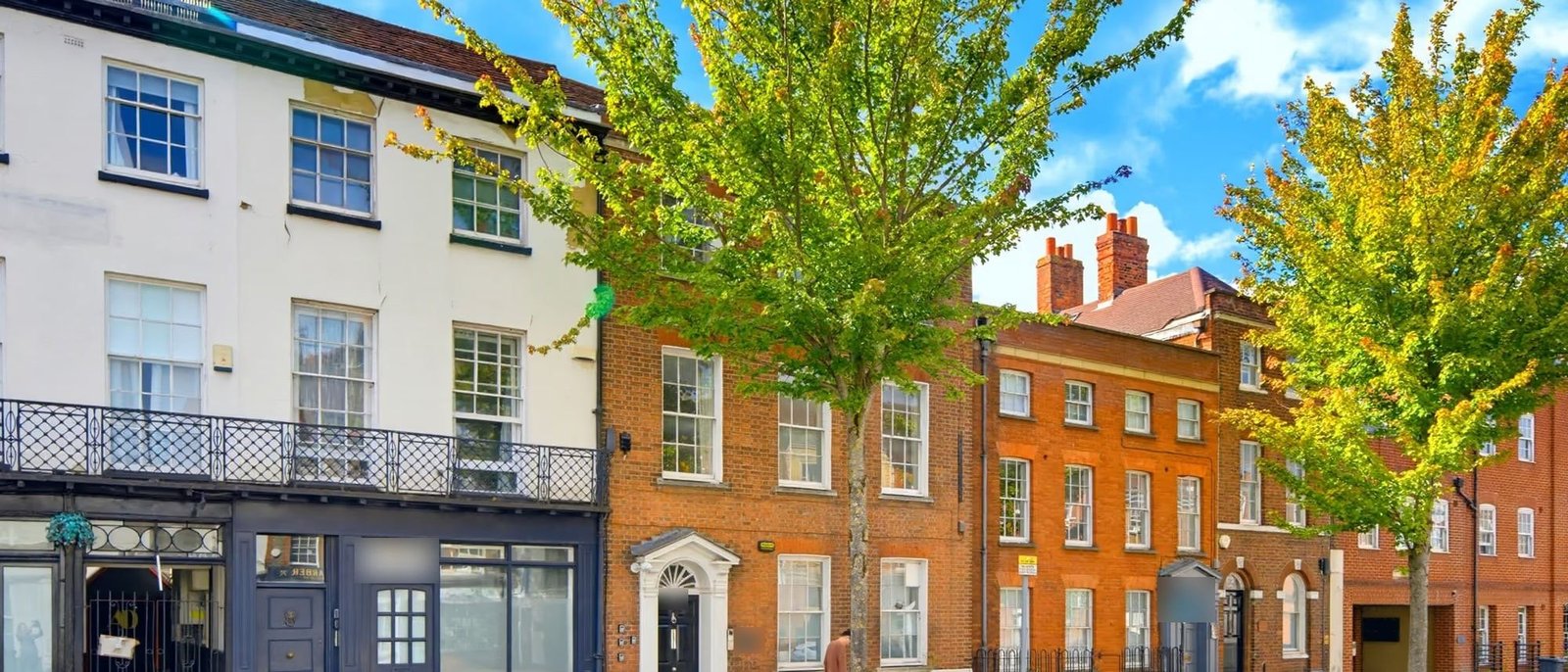 Georgian brick townhouses on a Reading street